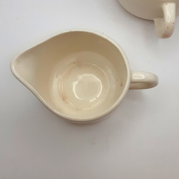 Vintage Scio Pottery Provincial Green Rooster Weather Vane Creamer & Sugar Bowl - Picture 5 of 12